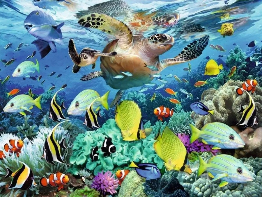 Puzzle 150 Ravensburger Podmořský ráj XXL Velký Krásný Potisk Dobrá Kvalita
