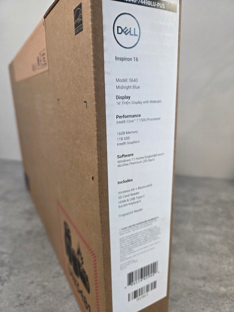 Laptop Dell Inspiron 16 5640 Core 7 150U 16GB 1TB SSD FHD+ 11Prof Aluminium
