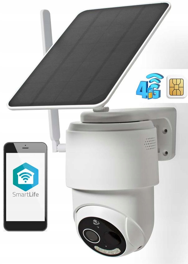 4G Lte kamera Nedis Solar Full Hd 2MP 360° Sim Pir Barevné noční vidění