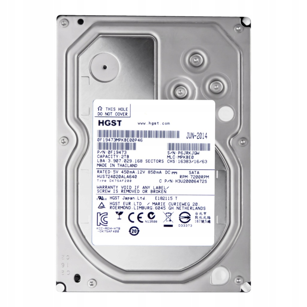 Hgst UltraStar 7K4000 2TB 7.2K 64MB Sata III 3.5'' HUS724020ALA640