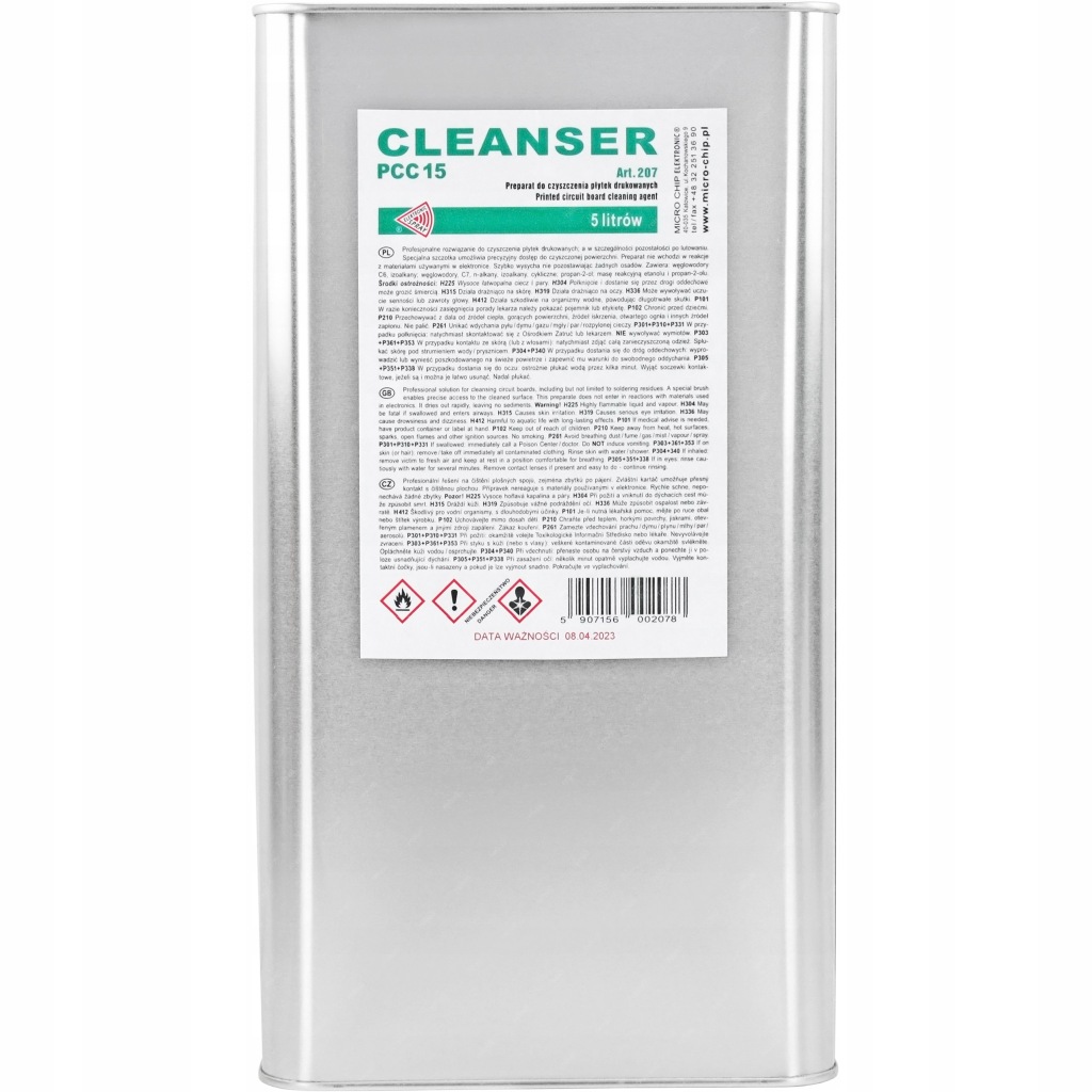 Cleanser PCC15 Pcc 15 Tekutý Přípravek Na Čištění Desek Plošných Spojů 5 L