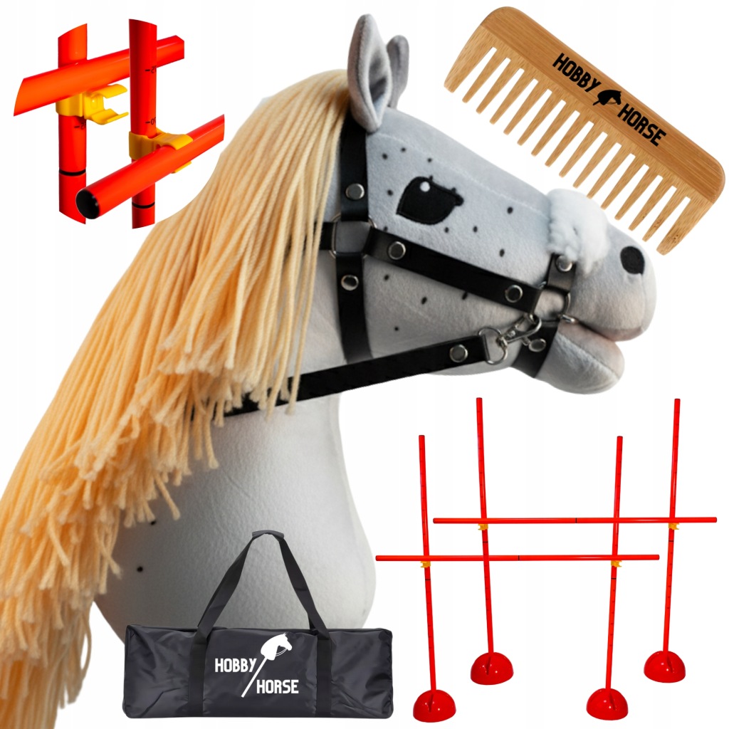 Set Hobby Horse Kůň Na Tyči A4 2x Překážka Na Skákání Skokanky 120CM