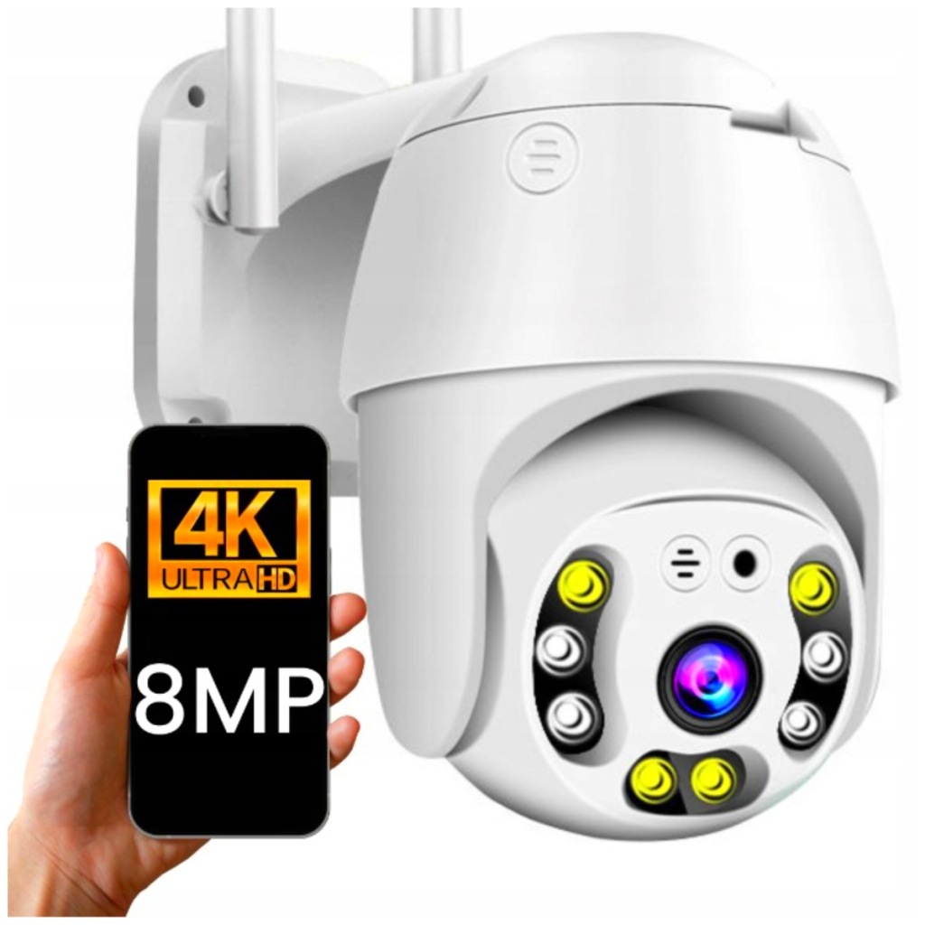 Venkovní Otočná Kamera S Ip Wifi Infračerveným Monitorováním, Detekce 8 Mp