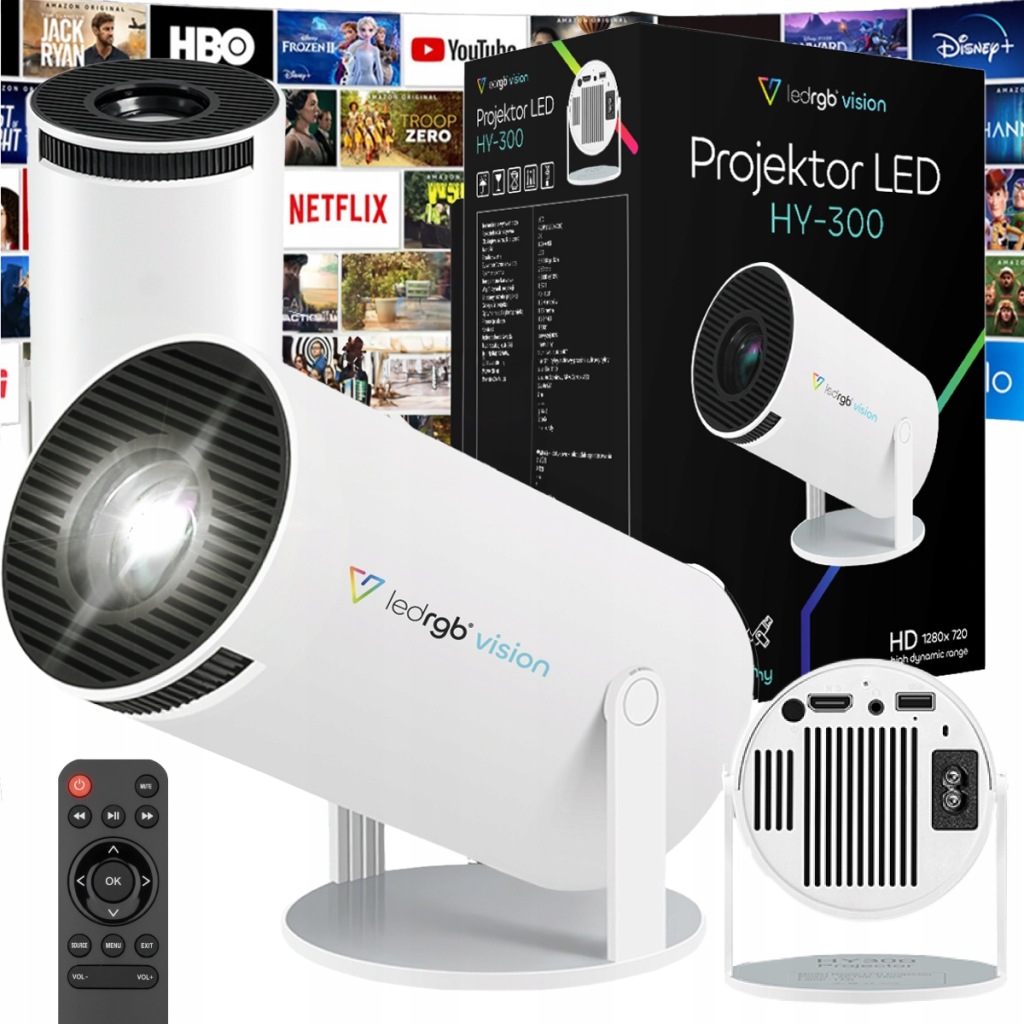 Projektor Android Tv 4K Wifi Full Hd Přenosný Smart Reproduktor Vision