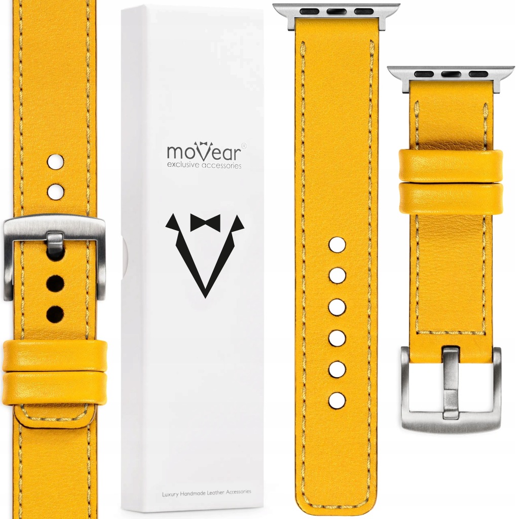 Pásek pro Apple Watch 10 9 8 7 6 5 Se 42-40 mm Kožený Premium Žlutý