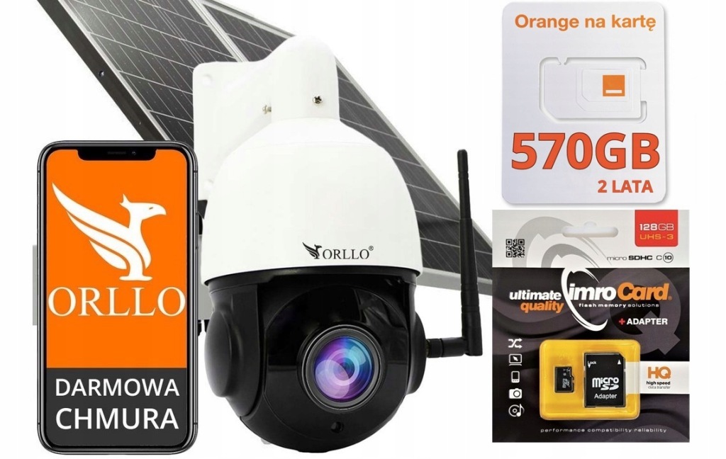 Monitorovací sada Kamera na Sim Orllo Z18 Panel Sim Karta Karta 128GB