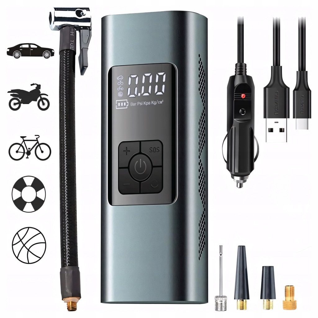 Akumulátorový přenosný kompresor do auta Powerbank 12V 150 Psi 6000 mAh