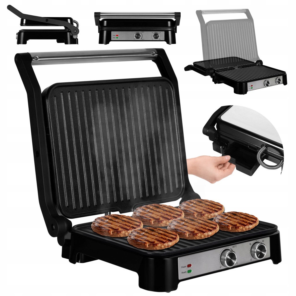 Elektrický kontaktní gril Sendvičovač Panini Velký 2000W Časovač