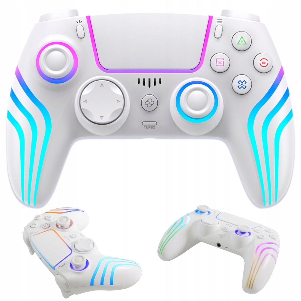 Bezdrátový Ovladač PS4 Pc Bílý Rgb 2 Vibrační Motory Akcelometr Blade