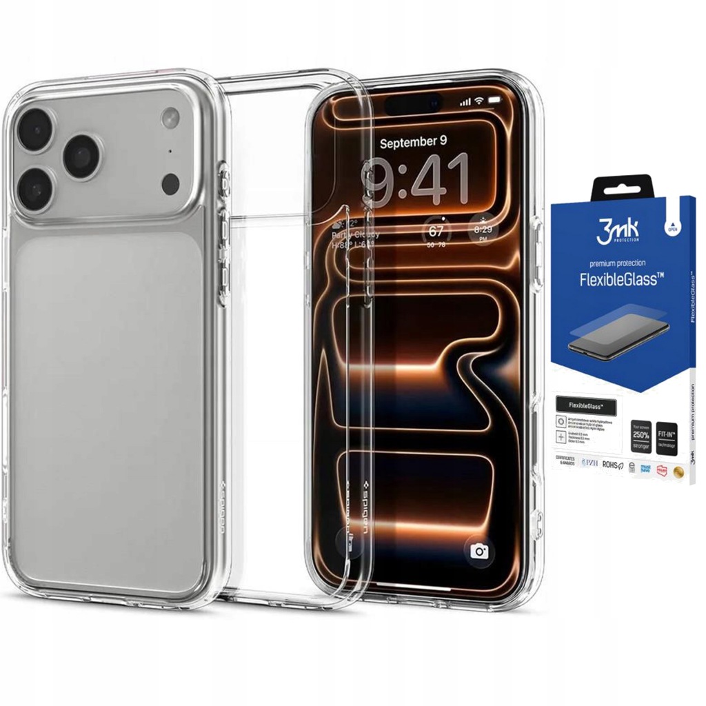 Panzionové Pouzdro pro Iphone 17 Pro Max Spigen Zadní Kryt a Sklo 3MK