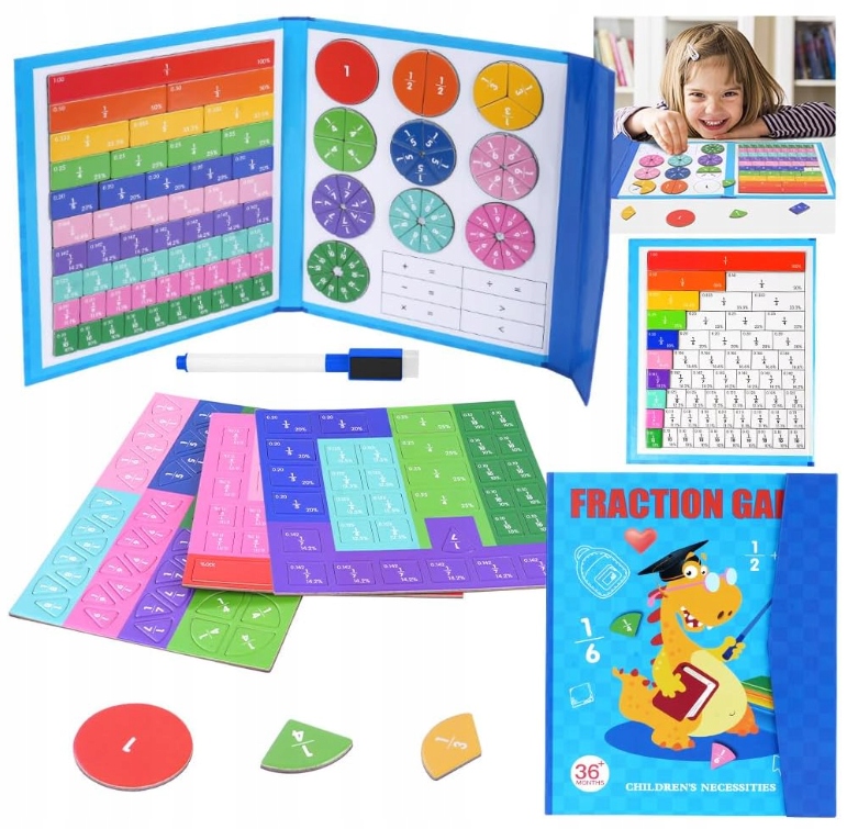 Zlomky hračka Montessori magnetická matematika puzzle smazatelná tužka