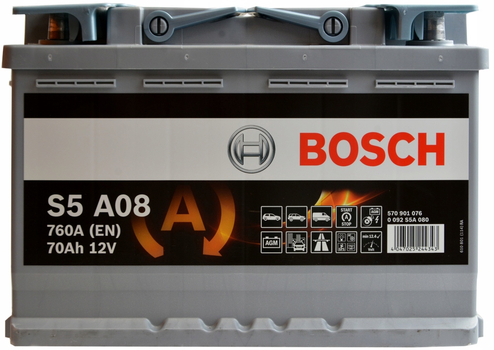 BATTERIE START STOP BOSCH AGM S5 A08 12V 70AH 760A (L3) - www.