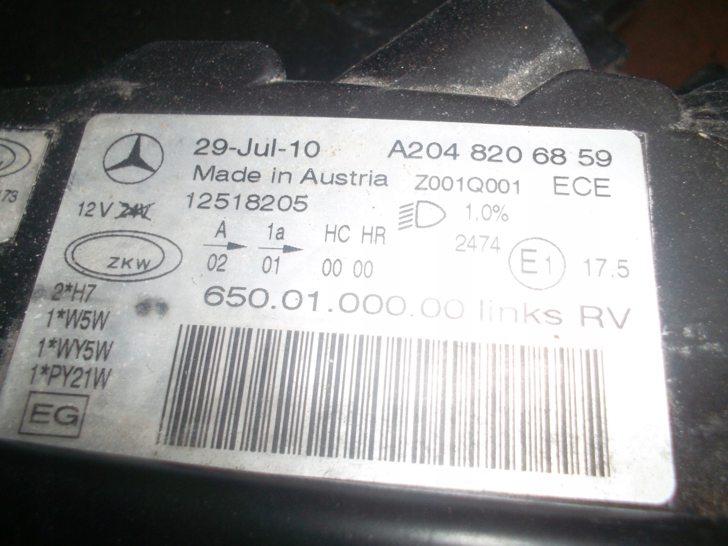 приобрести Mercedes glk 204 x204 лампы передний обычный h7