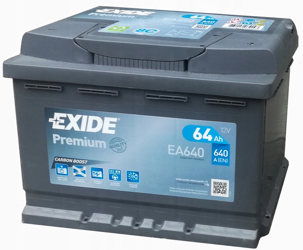 EXIDE Starter Battery EA640 640A, 64Ah, Lead-acid battery