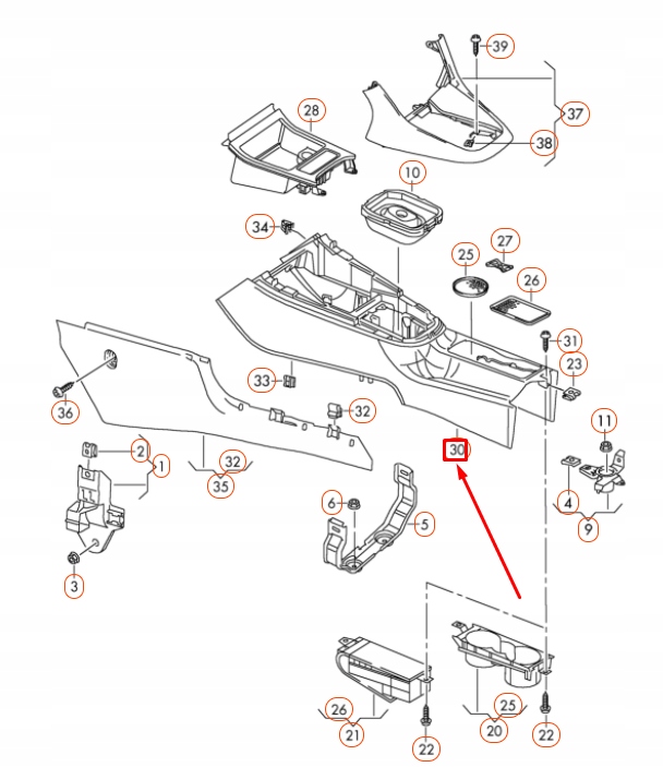 Volkswagen golf 5k mk6 консоль центральна передня 5k0863243c82voryginalna недорого