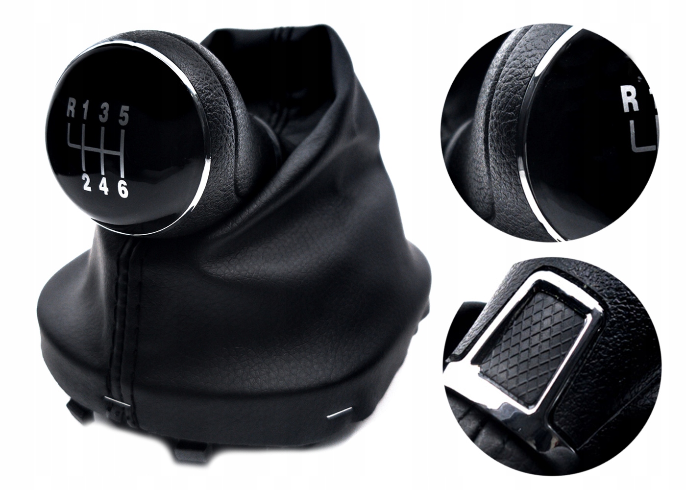 KNOB OF GEARS GEAR STICK LEATHER CHROME VW TOURAN MK1 20032010