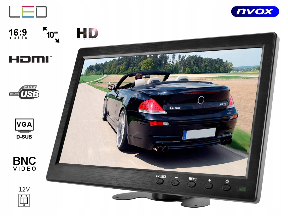 Nvox монитор led 10' дюймов hdmi vga usb av 12v 230v - купить в DARSTAR