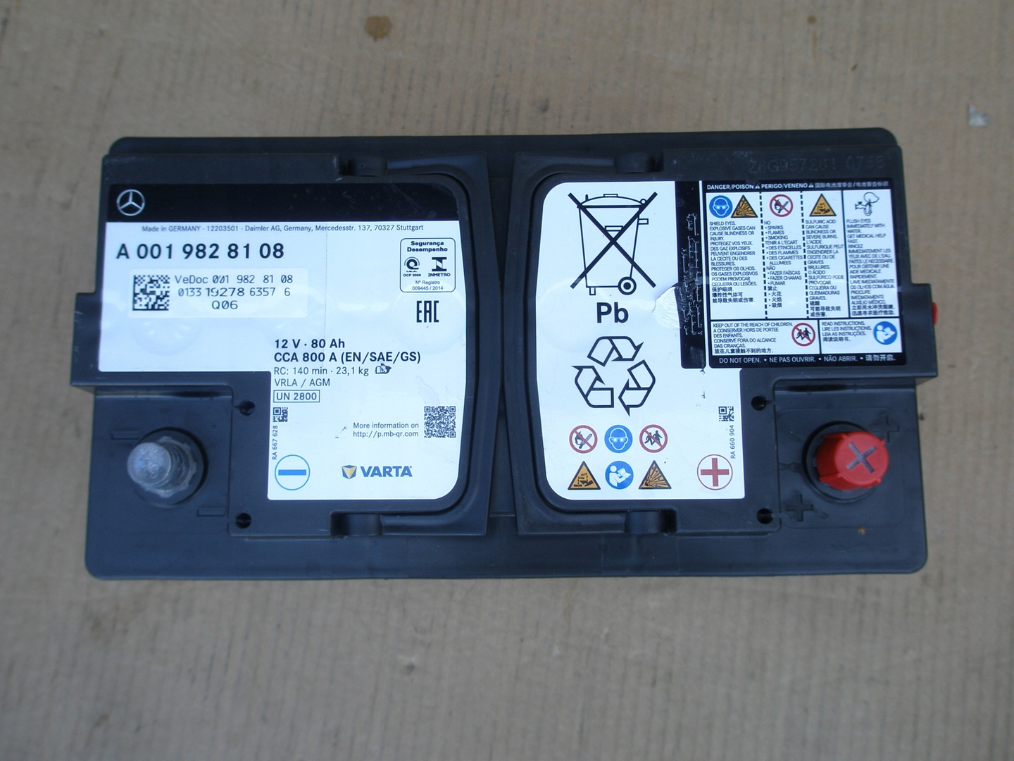 Mercedes-Benz バッテリー 12V 90Ah CCA800A