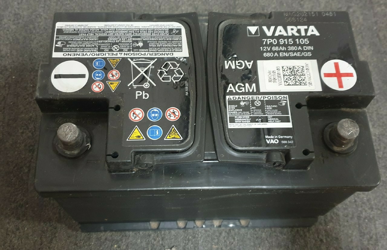 12V 68ah 380A. AGM Batterie Original VW