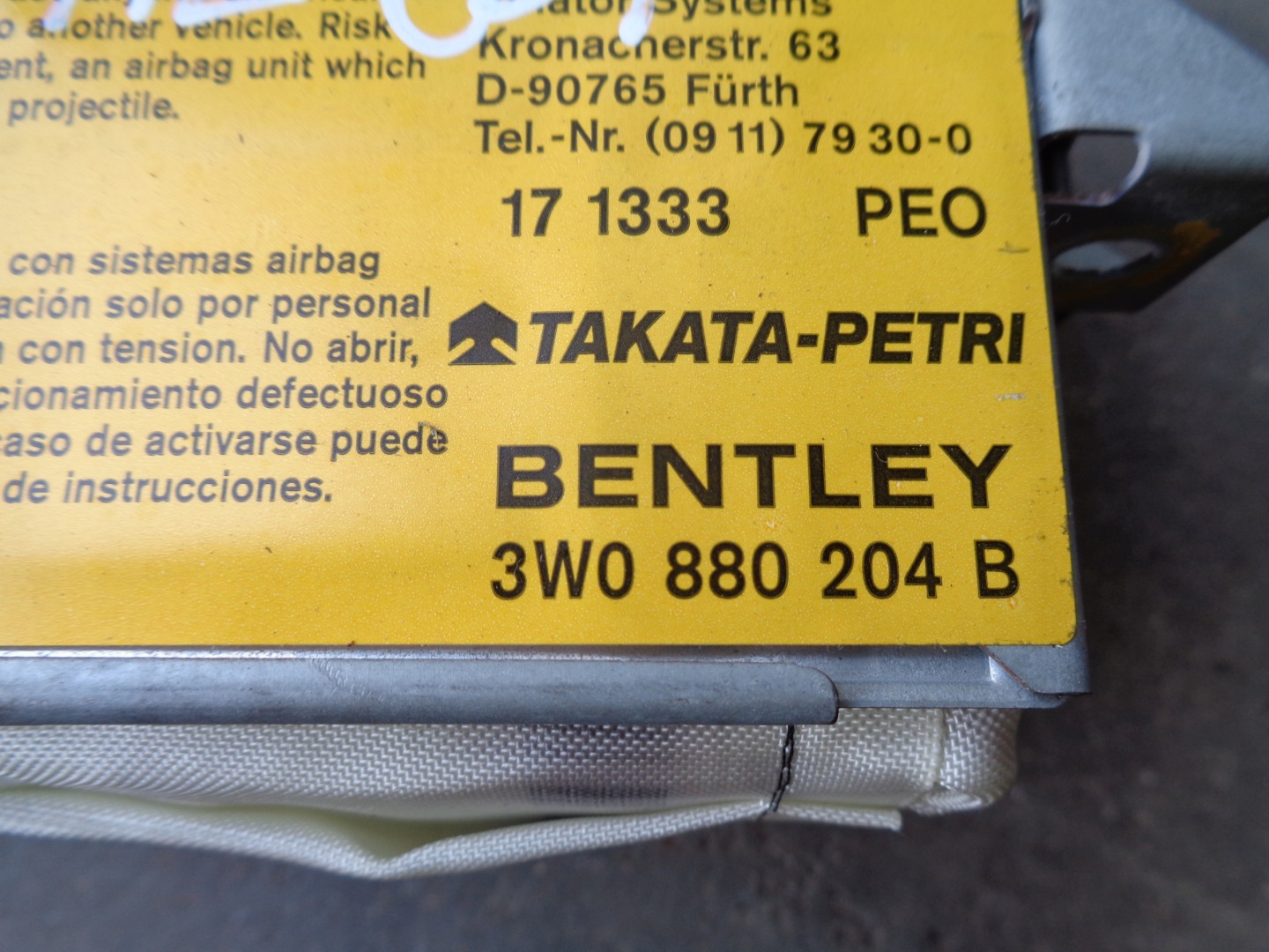 airbag passenger airbag BENTLEY CONTINENTAL GT