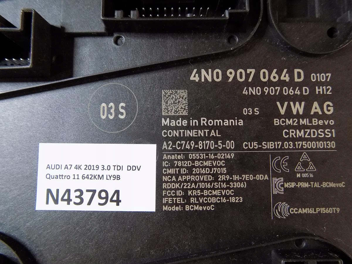 AUDI A7 4K comfort control unit BCM 4N0907064D