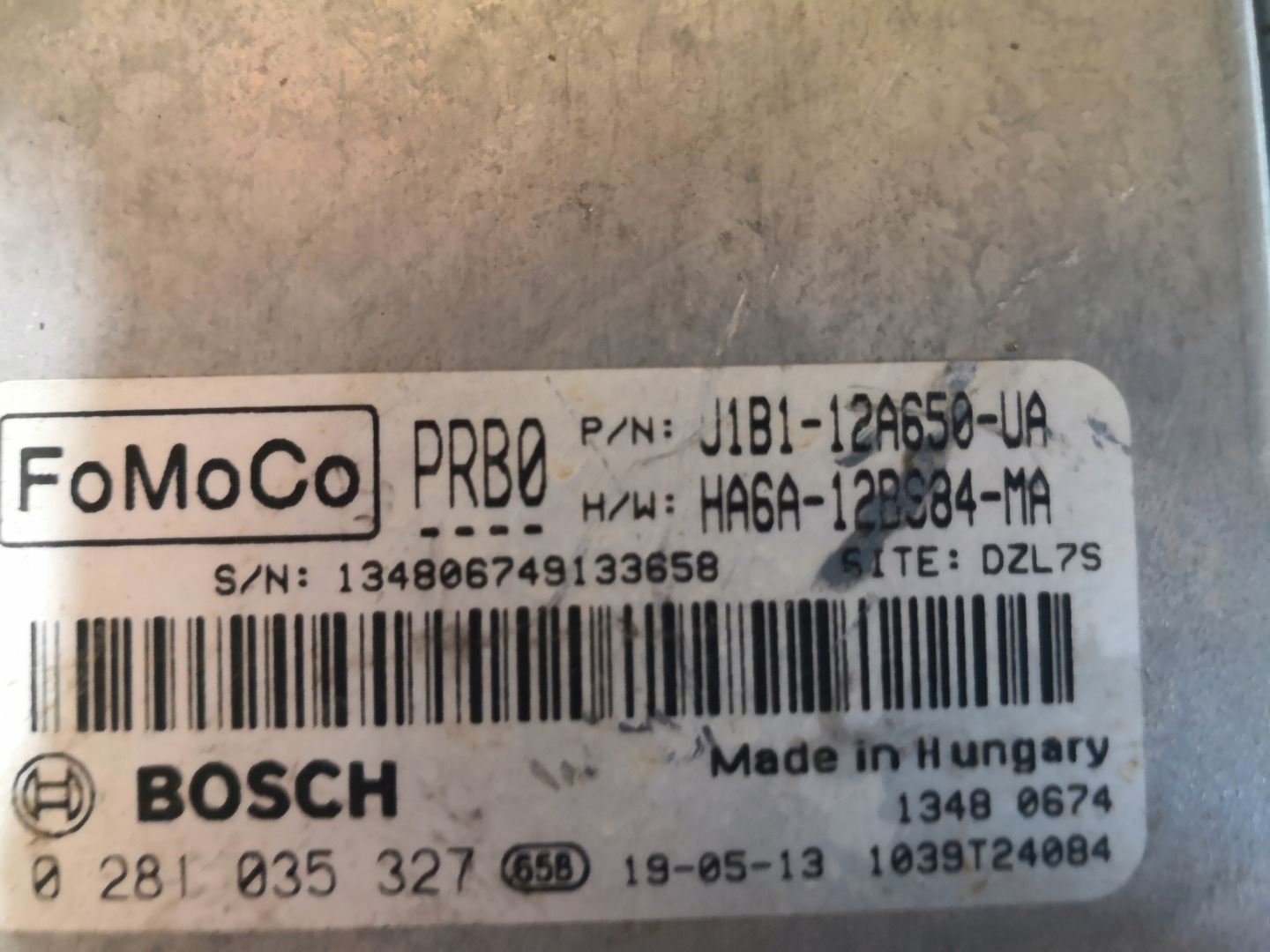computer Motore FORD FIESTA MK8 J1B1-12A650-UA