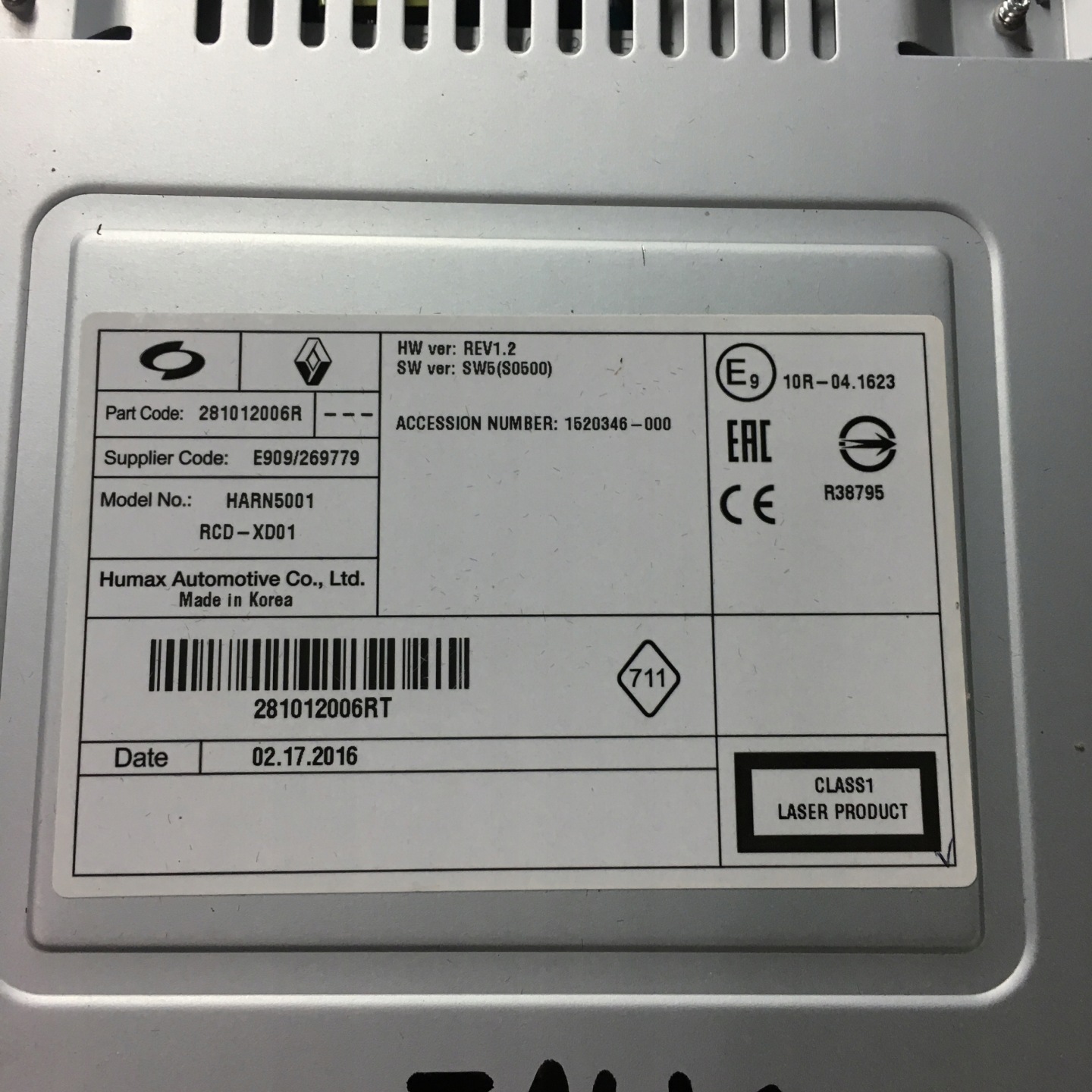 CHANGER CD 281012006R RENAULT TALISMAN