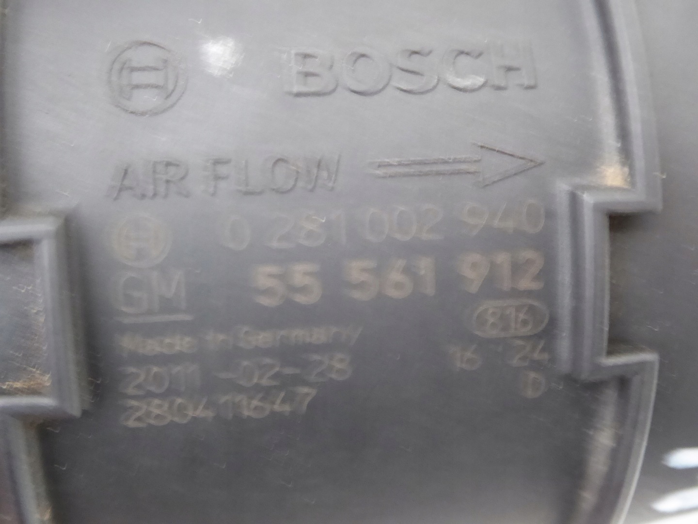 flow meter 55561912 OPEL MERIVA B 1.7 CDTI