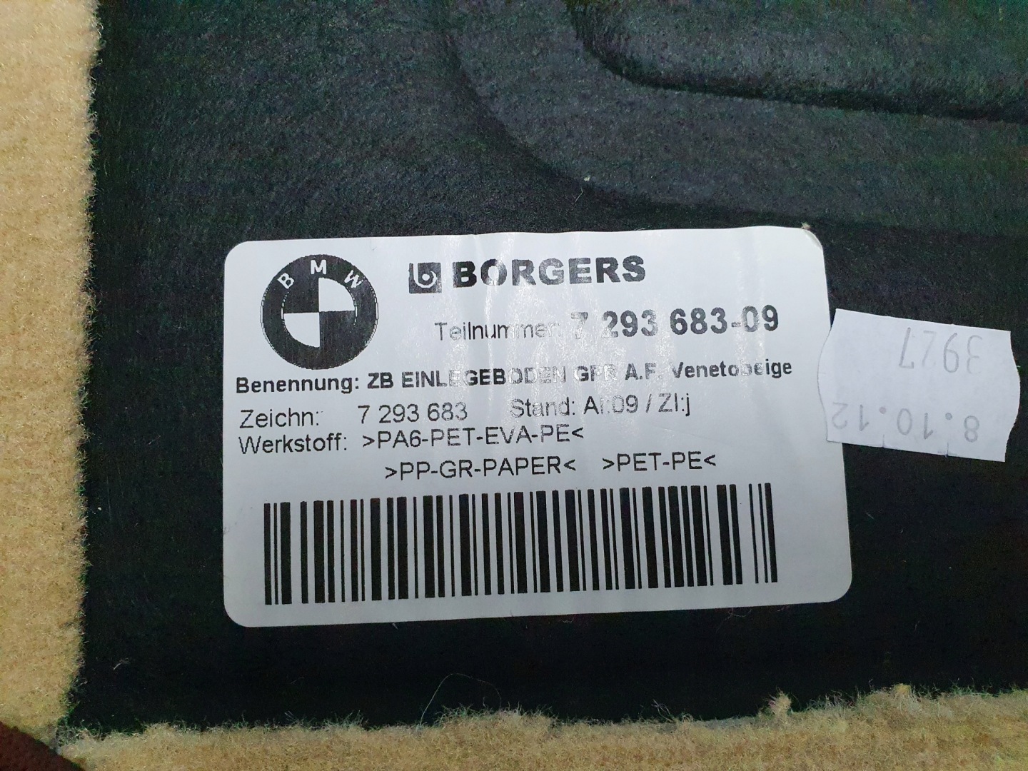 floor boot BMW F31 7293683