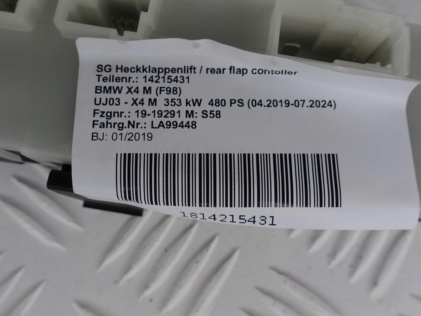 BMW X4 F98 module electrical bonnet rear part 9491418