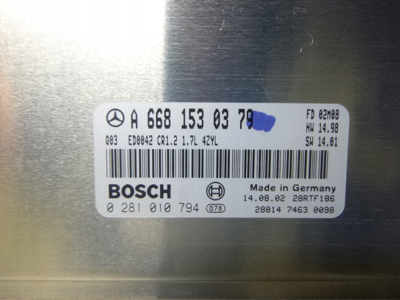 COMPUTER MOTORE MERCEDES W168 1.7CDI A6681530379