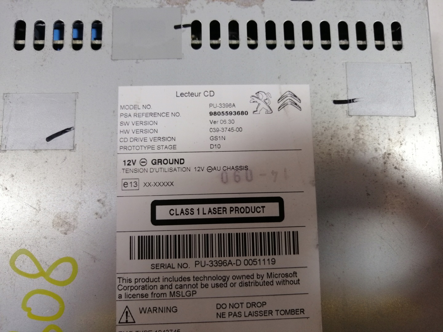 Peugeot 308 II player CD navigation devices 9805593680