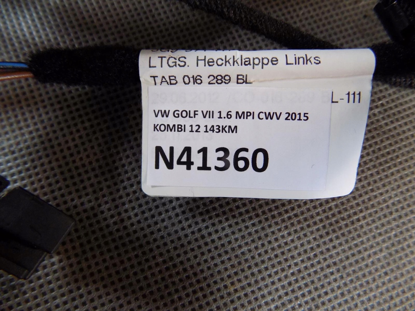 VW GOLF VII Kabelbaum heckklappe heck 5G9971147B