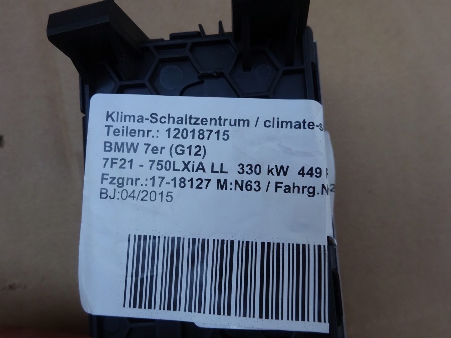 BMW G11 G12 UNITE COMMANDE CLIMA BOUCHES BUSES ARRIÈRE 9392540