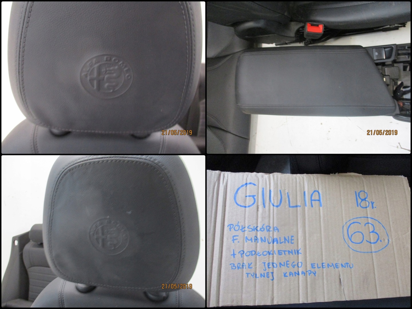upholstery pol leather seats ALFA ROMEO GIULIA 18R