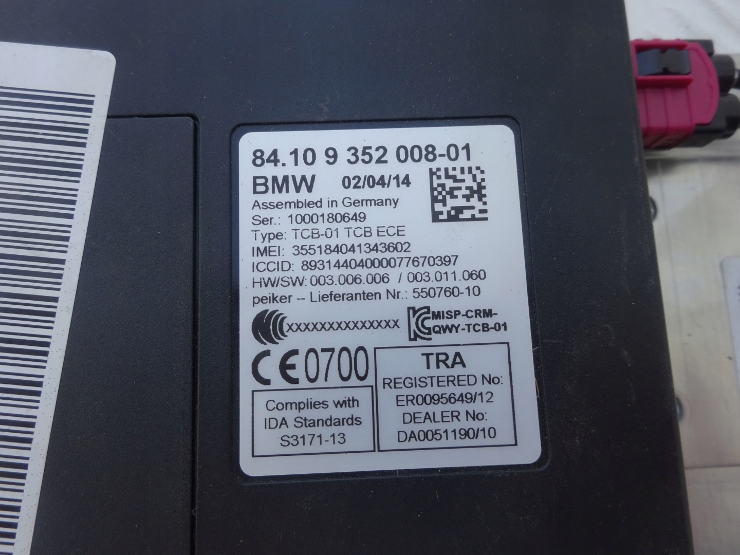 BMW Bedienteil modul TCB ECE TELEMATIK 84109352008