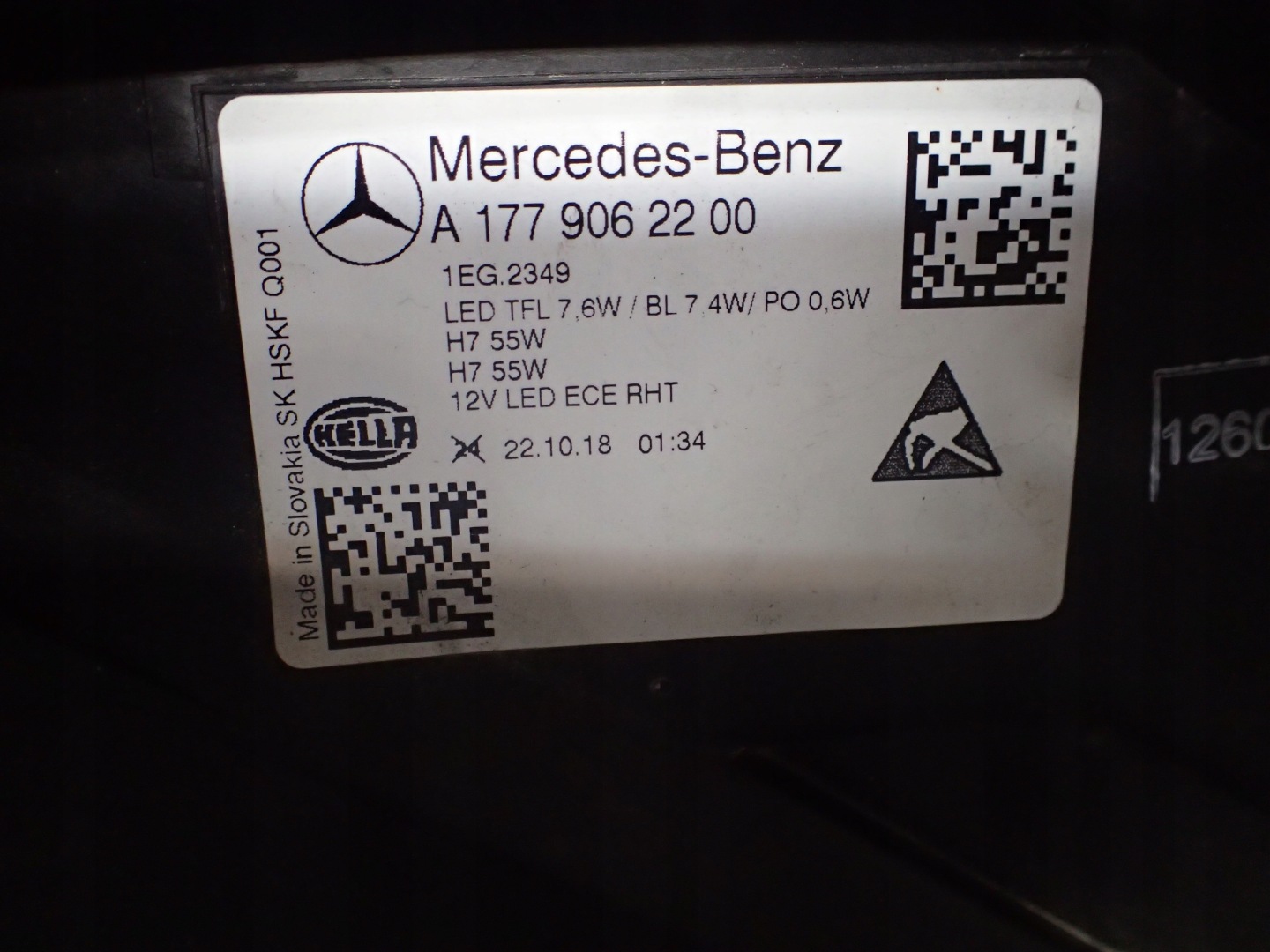 LIGHT FRONT RIGHT MERCEDES A KLASA W177