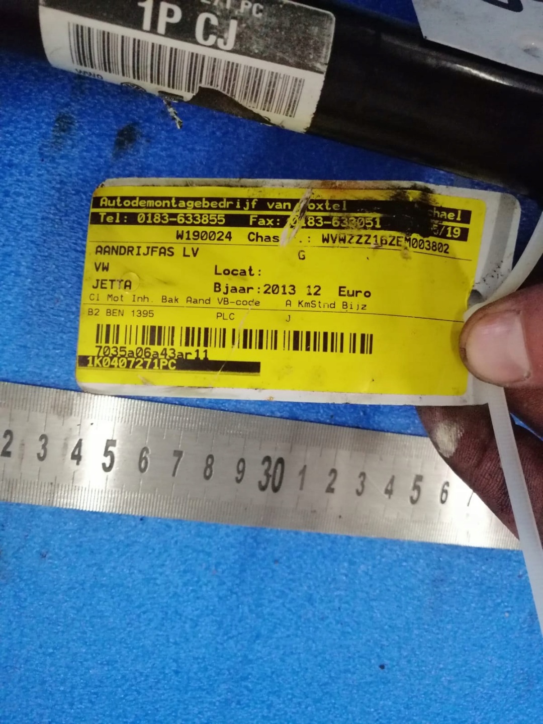 semi-axis VW JETTA 2013 R left 1.4 petrol 1K0407271PC