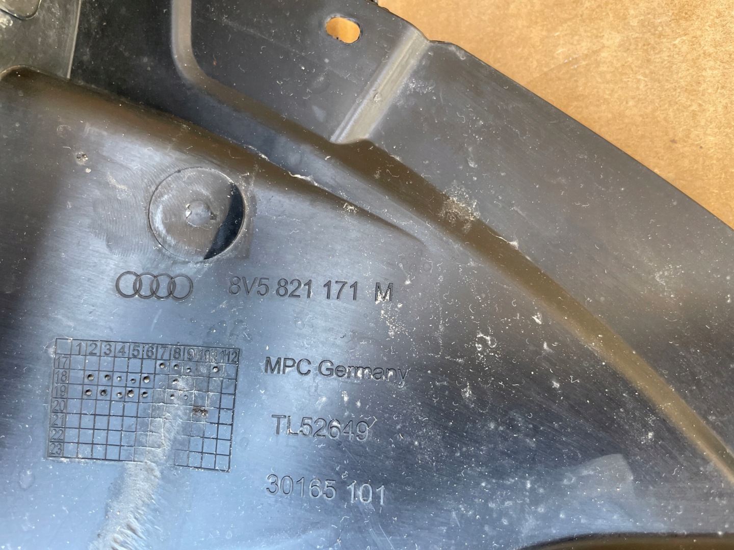 mudguard AUDI A3 S3 RS3 2012-2019 R sedan 8V5821171M front left original