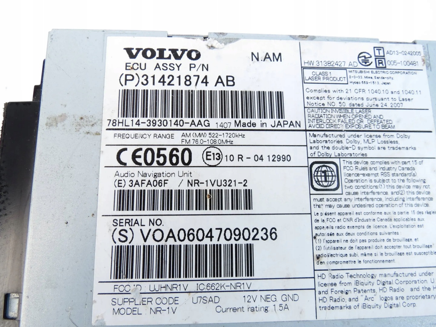 modulo TUNER RADIA RADIO 31421874 VOLVO S60 II V60 e