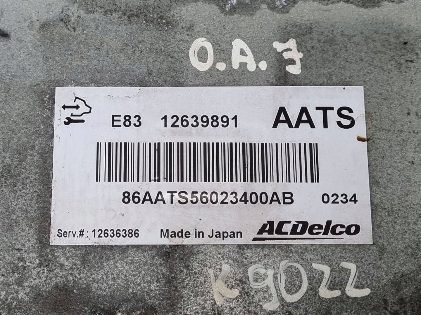 control unit of the engine Opel Astra J 2010 12639891