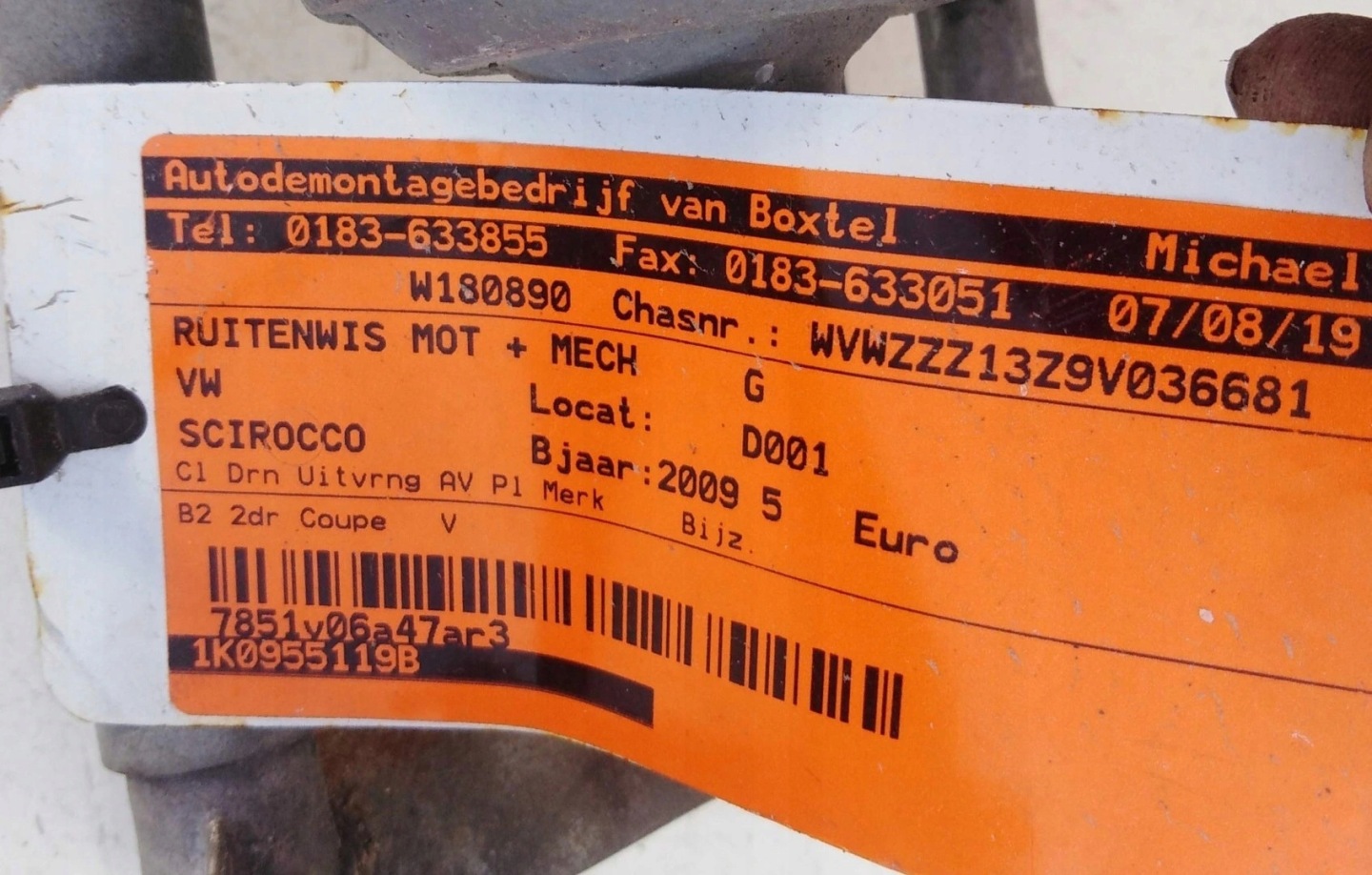 Gestänge Motor Wischer VW SCIROCCO