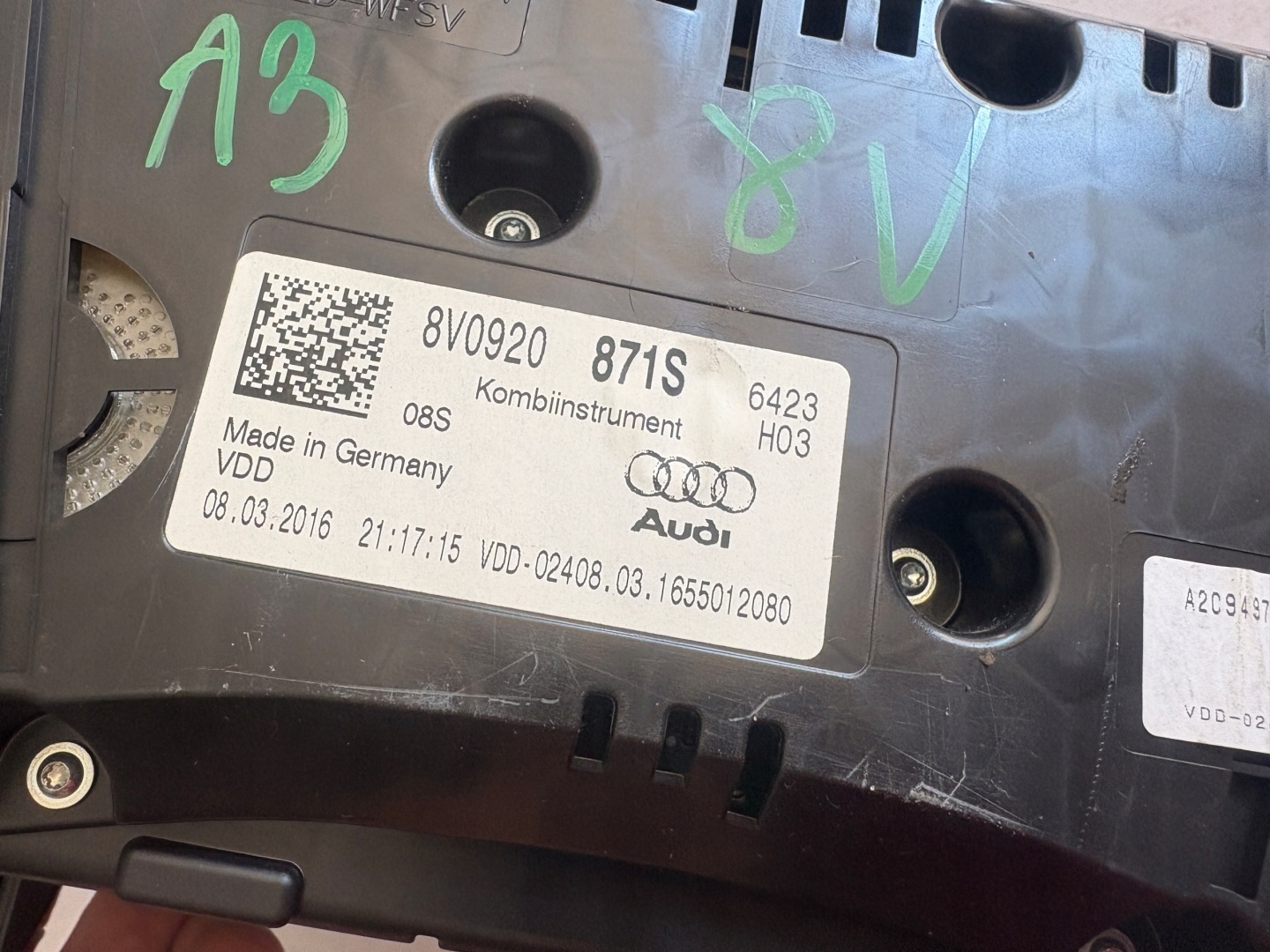 AUDI A3 8V dials dials 8V0920871S