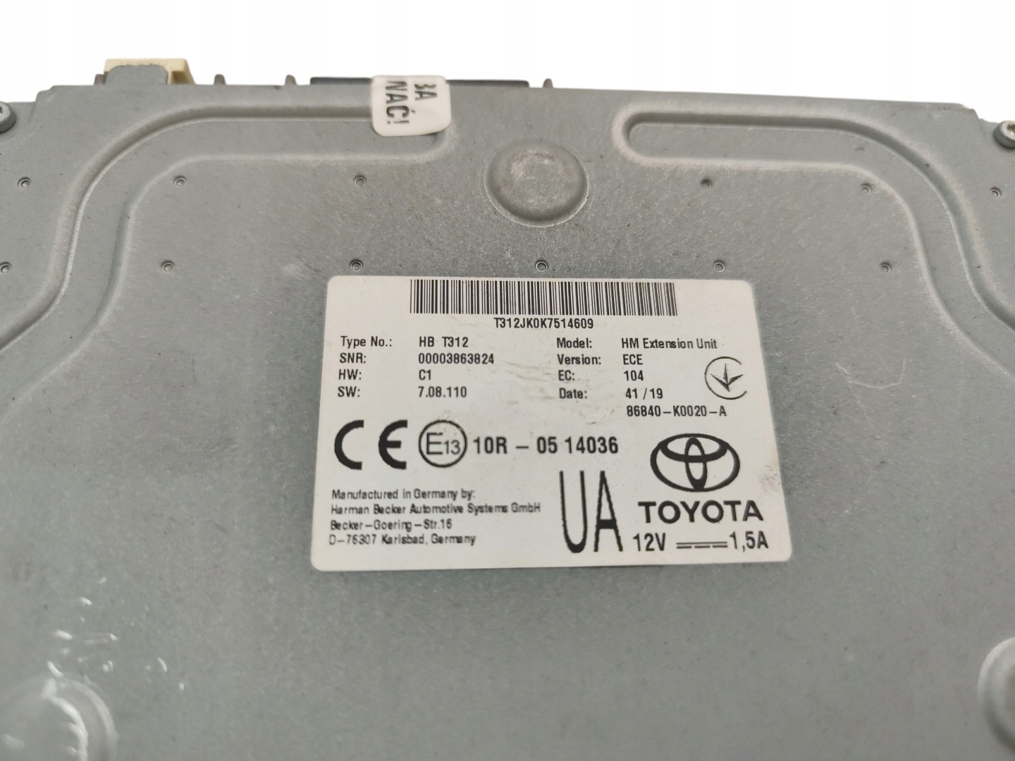 control unit module navigation devices GPS TOYOTA C-HR and CHR 86840-K0020