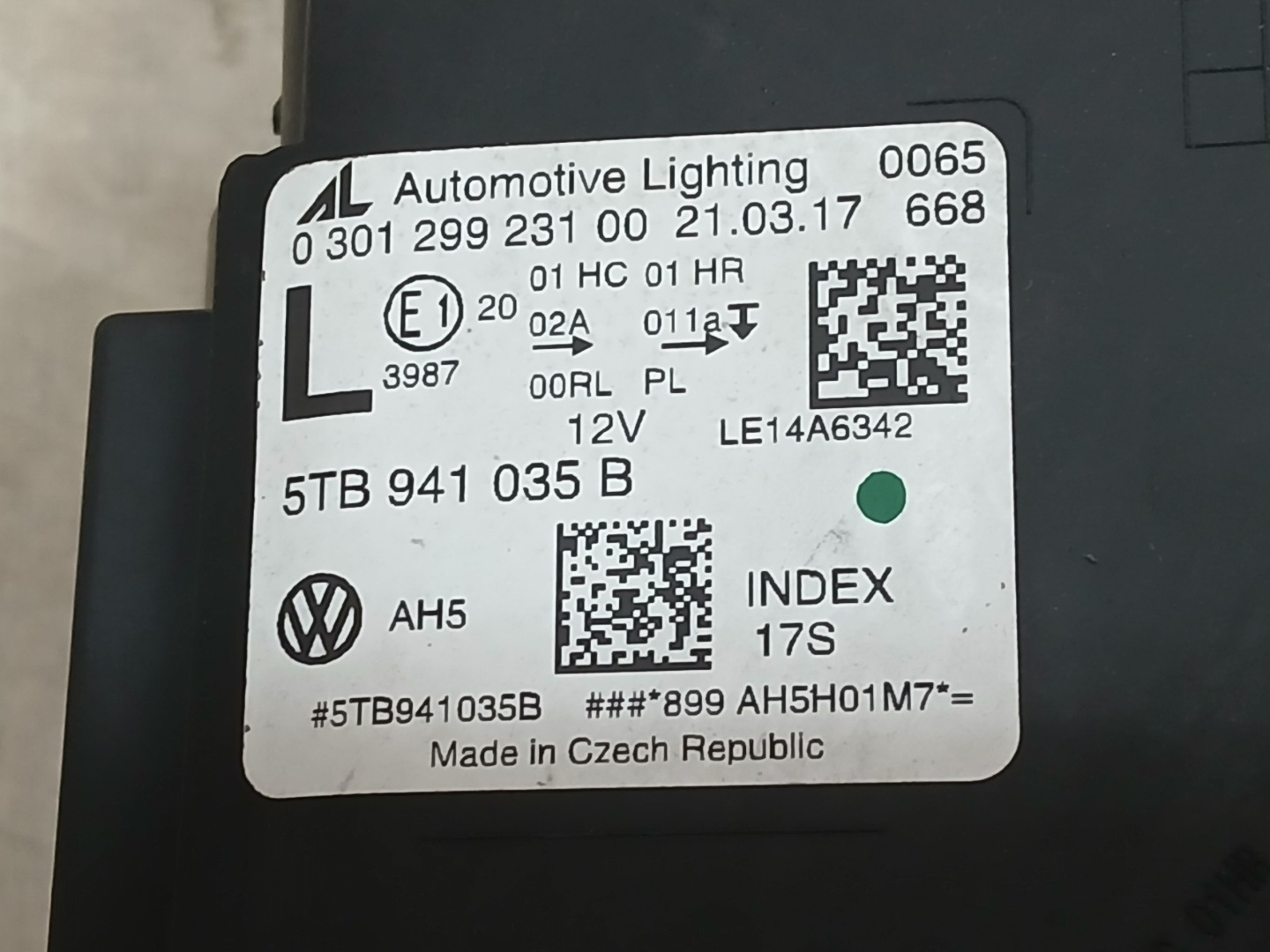 light front left VW TOURAN 5TB FULL LED 15- 5TB941035B