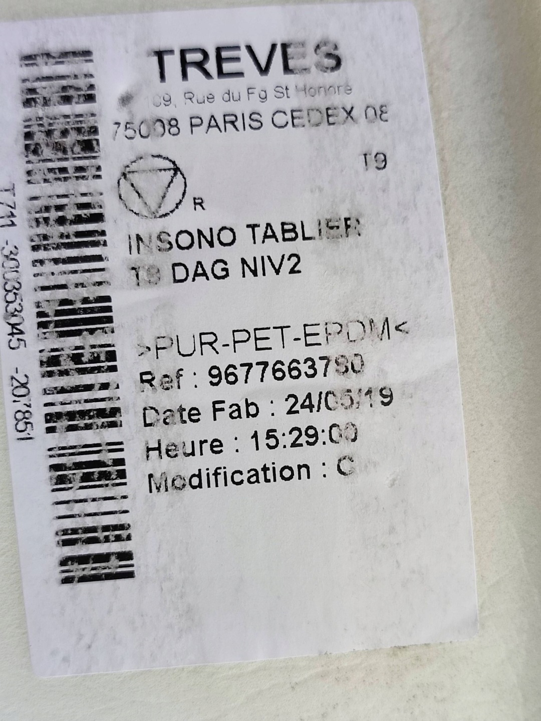Peugeot 308 2019 Wygluszanie below dashboard instrument panel