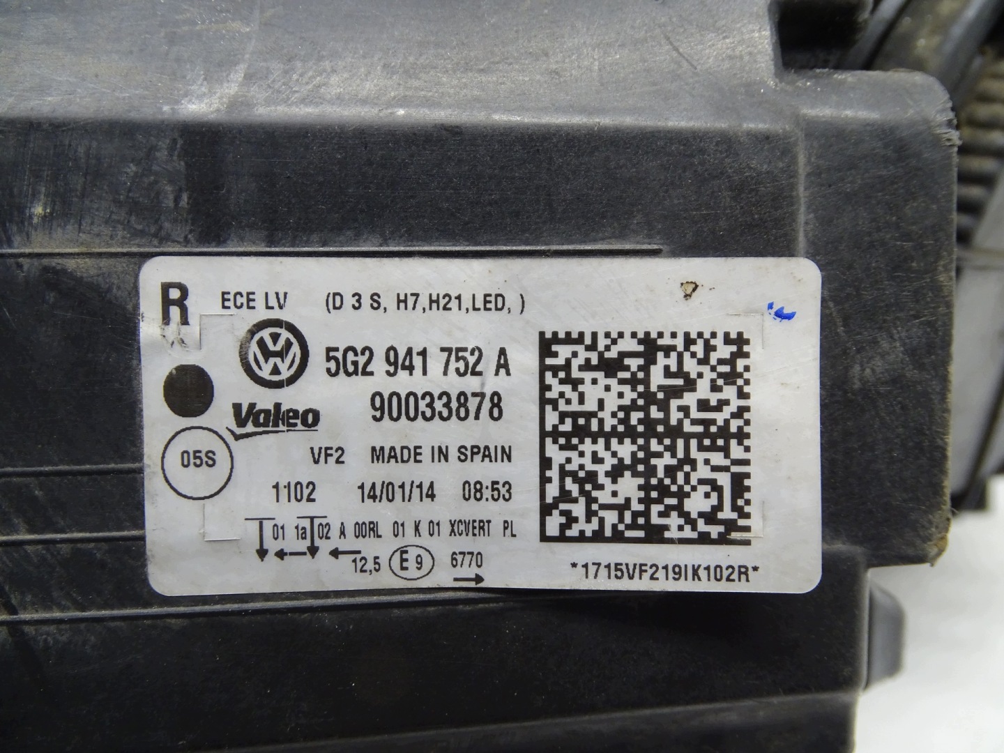 light right front VW GOLF VII ANGLIK 5G2941752A