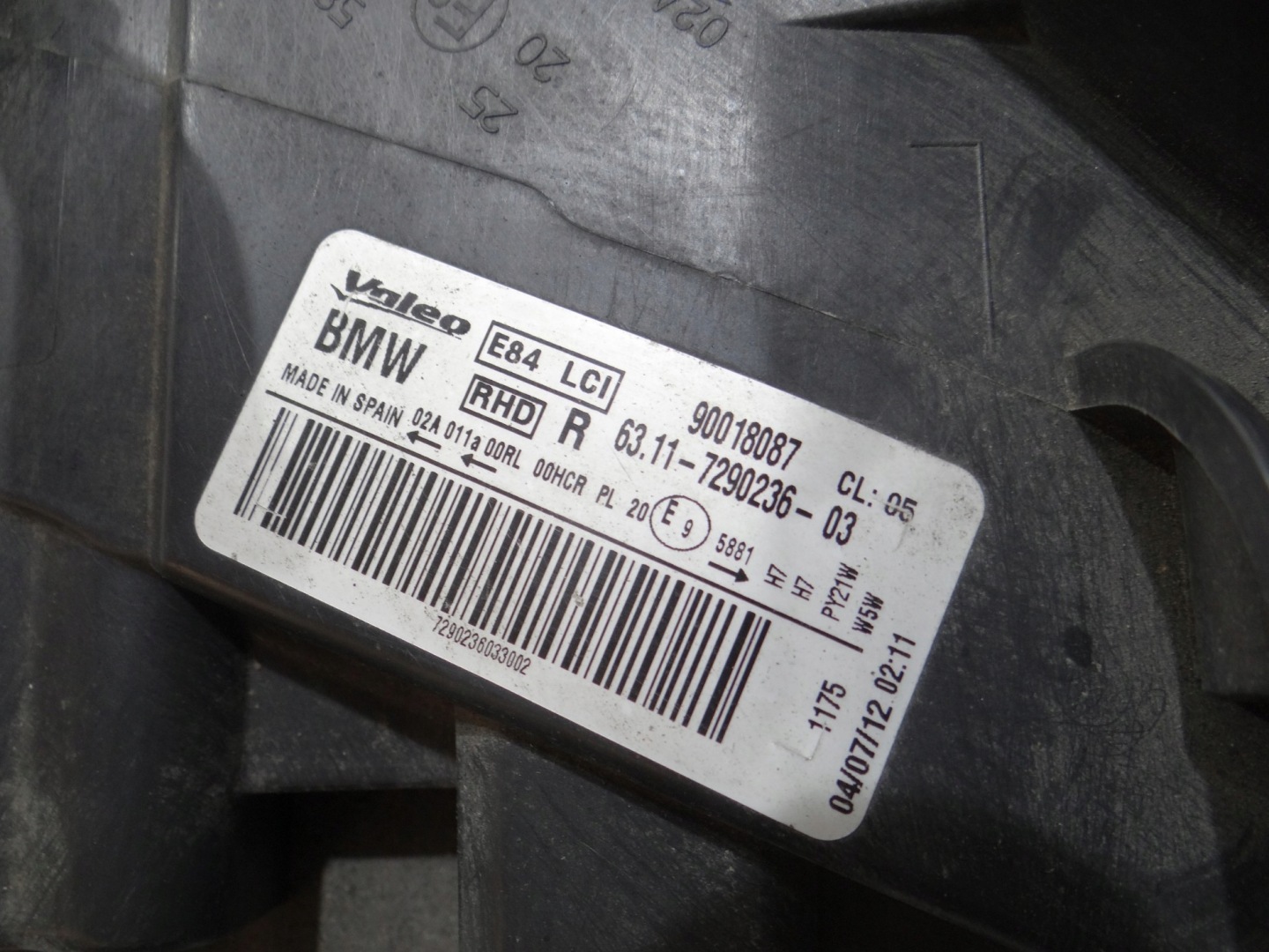 light right front BMW X1 E84 LCI H7 7290236 (17193451)