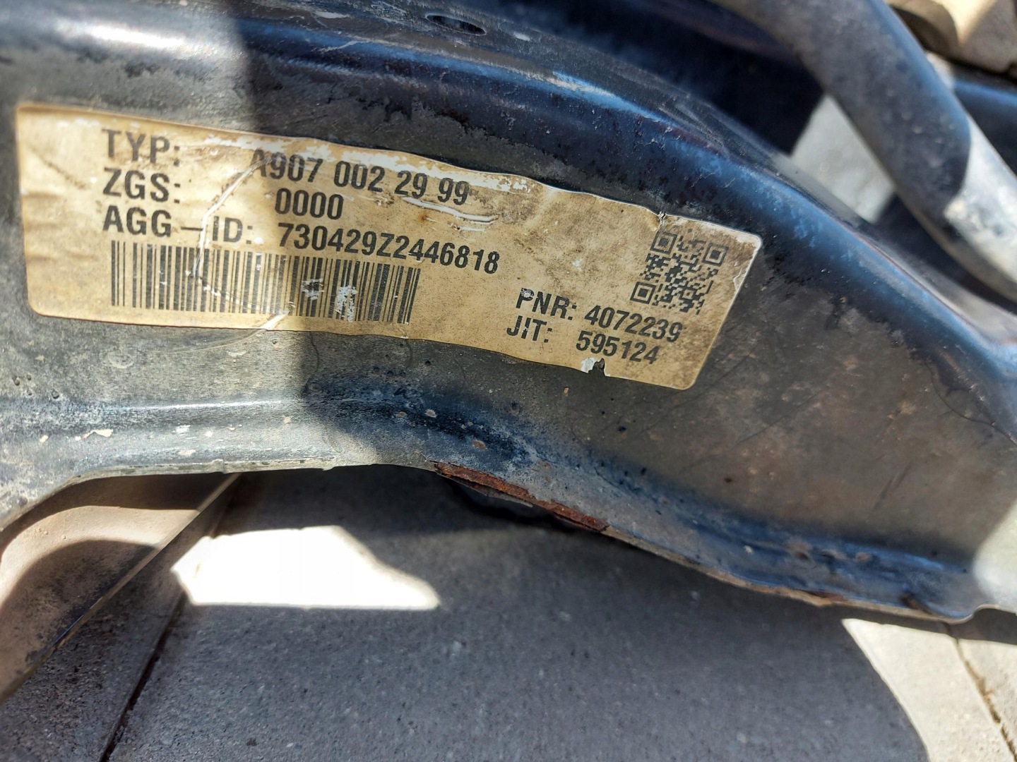 Mercedes Sprinter w907 2020, sider axle beam springing front A9070022999