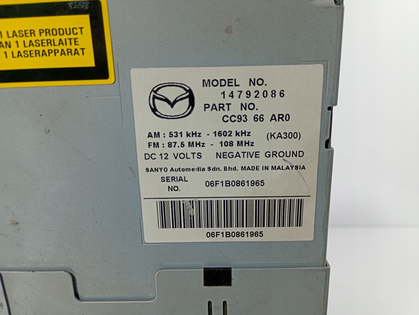 Mazda 5 V 05-10 RADIO CD does not have kodu OE CC9366ARO